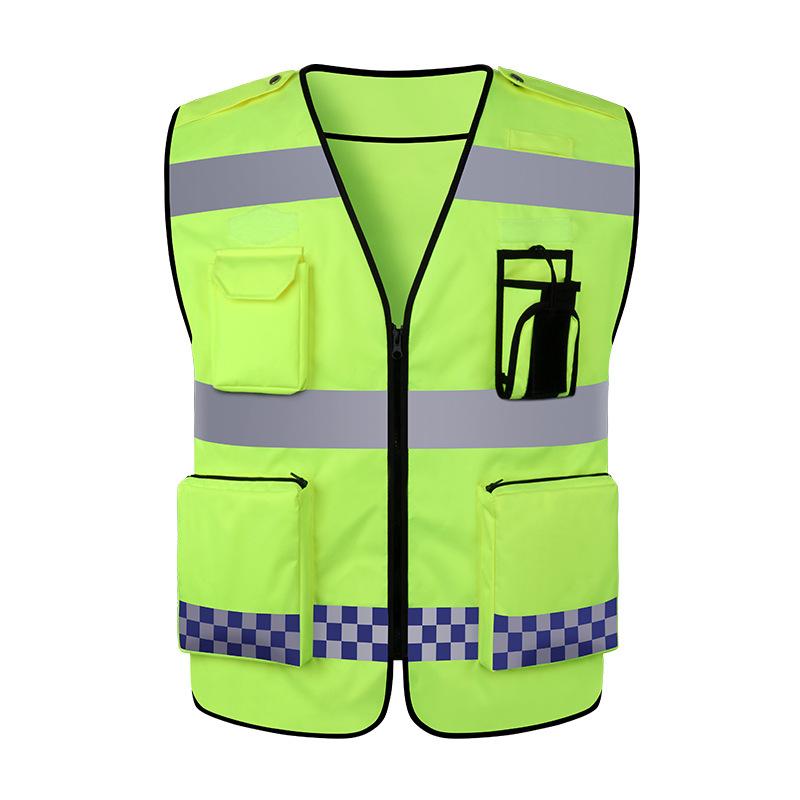 Work Pockets Reflective Vest Running Gear High Visibility Safety Vest for Night Cycling L