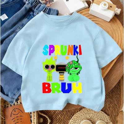 2026 Estate Casual Girocollo Moda Top Streetwear Carino Kawaii Sprunki Gioco Musicale Bambini Maglietta
