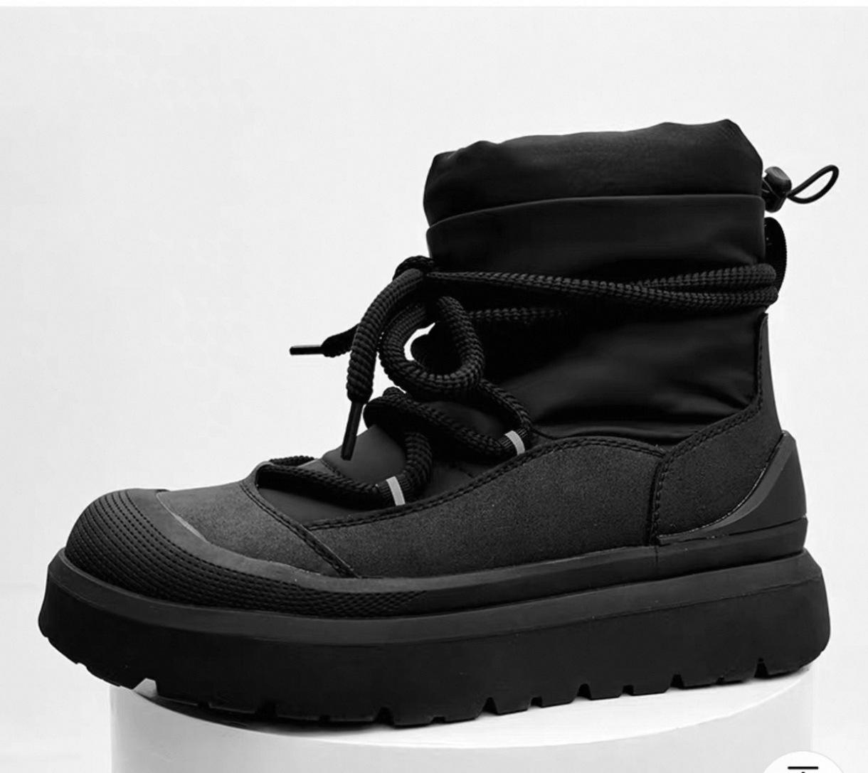 

Winter Men s Concise Solid Warm Thickern Casual Snow Boots Fashion Versatile Plush Comfortable Non Slip Chunky Cotton Boots 39 чёрный