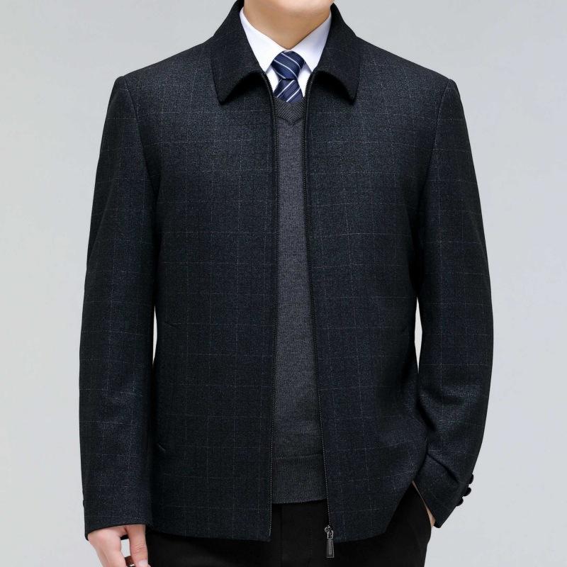 Dad's Winter White Duck Down Jacket Middle-aged and Elderly Grandpa Men's Lapel Warm Jacket Wool Down Jacket Top