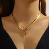 DIEYURO 316L Stainless Steell Rose Flower Pendant Snake Bone Necklace For Women Novel Trend Fashion Neck Jewelry Glamorous Gift