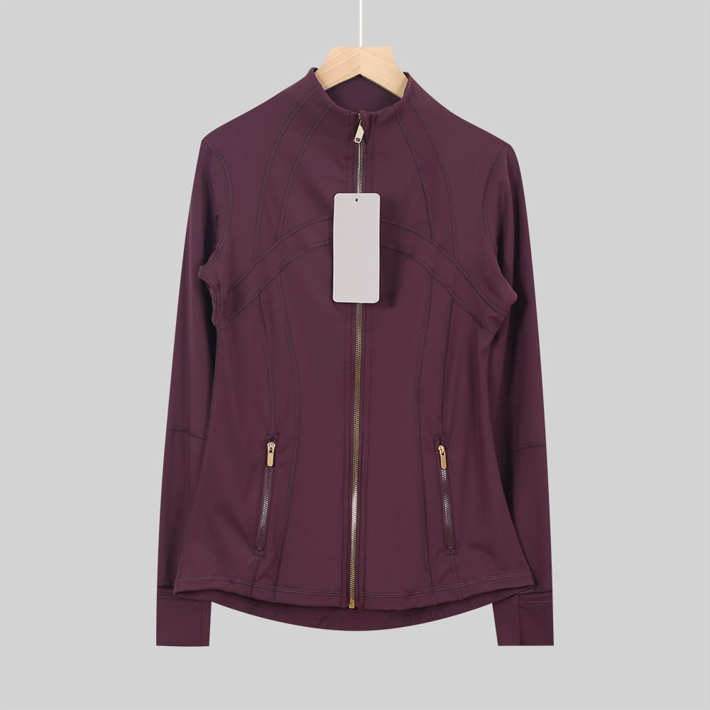 Lulu Original Damen Slim Fit Elastische Formgebende Lange Jacke Mantel mit Stehkragen für Yoga und Laufen