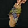 Vintage Woven Colorblock Open Toe Slippers Outside Platform Round Toe Open Toe Rivet Versatile Beach Slippers