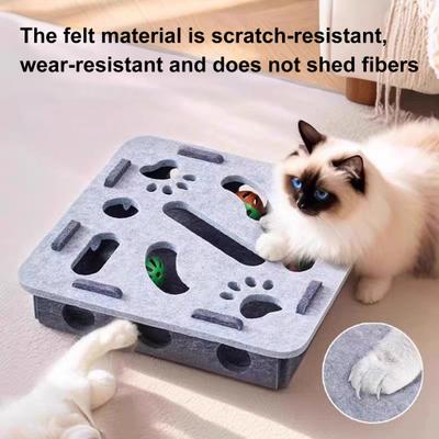 Yousheng Katze Kratz Labyrinth Spielzeug Interaktives Filz Labyrinth Nagelfeile Selbstbeschäftigungs Labyrinthbox mit 3 Glockenbällen für Wohnungskatzen Kitten Energie stimulieren