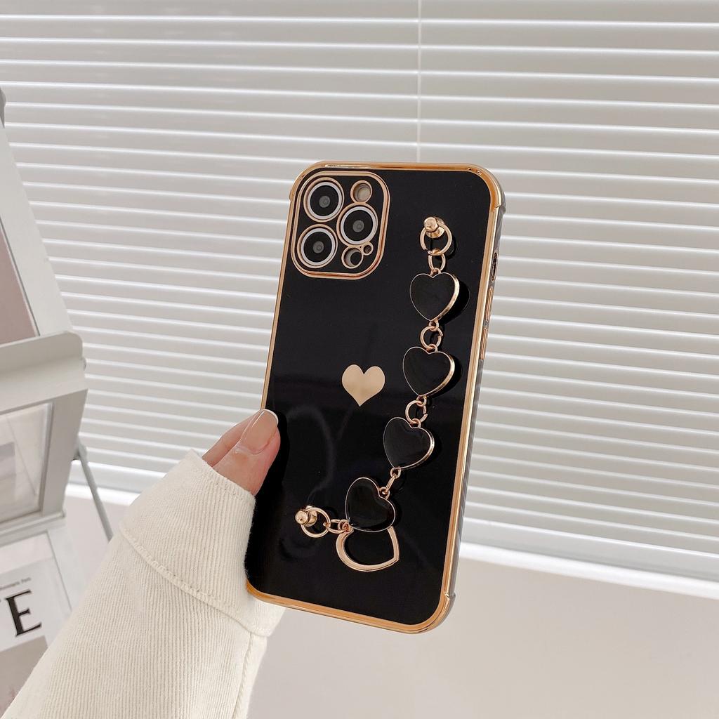 6D side electroplated love bracelet for iPhone17promax mobile phone case Apple 16 eye protection case 15