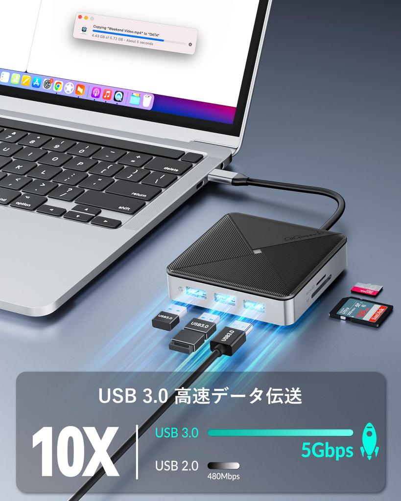 GiGimundo USB C Hub PD100W Output A Card Reader 5Gbps High Speed Data Transfer Compatible with Working from Home 8-in-1 /HDMI(4K@60Hz) Port/1000Mbps