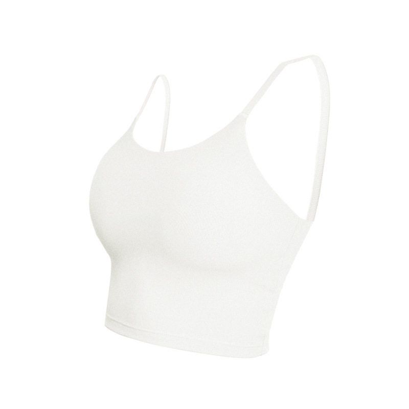 

Fashion New Arrival Rib Spaghetti Strap Sports Intimates Women s Push-up Running Beauty Back Sling Workout Bra Yoga Vest Foggy White S