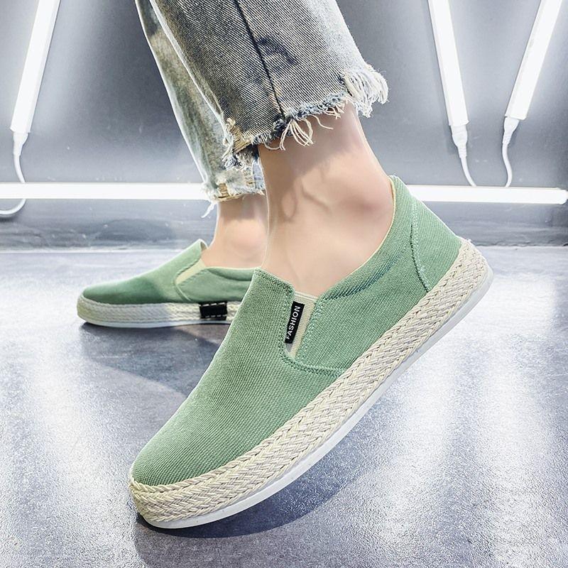 Fashion Sneakers Summer Canvas Round Toe Men's Casual Shoes Solid Color Non Slip Non-leather Work Fashion 2025 Male Shoe Walking Hiking