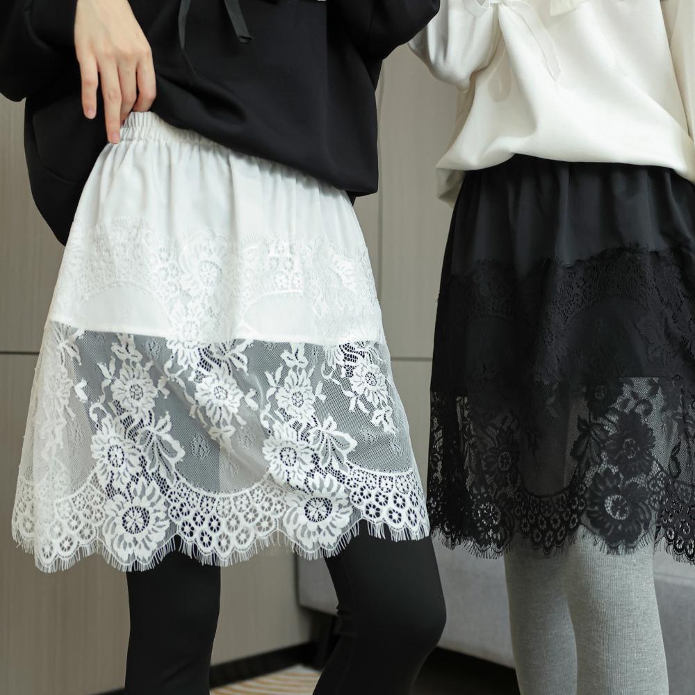 Embroidery Flower Women's Lace Underskirt Slips Mid Length Mesh Underskirt Slips Dress Spring
