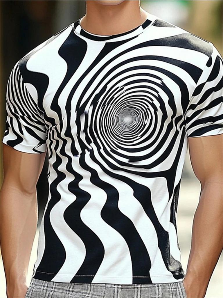 Funny Optical Illusion Graphic T Shirt For Men 3D Printed Art Abstract T-shirt Y2k Tops Harajuku Fashion Street Unisex Clothing