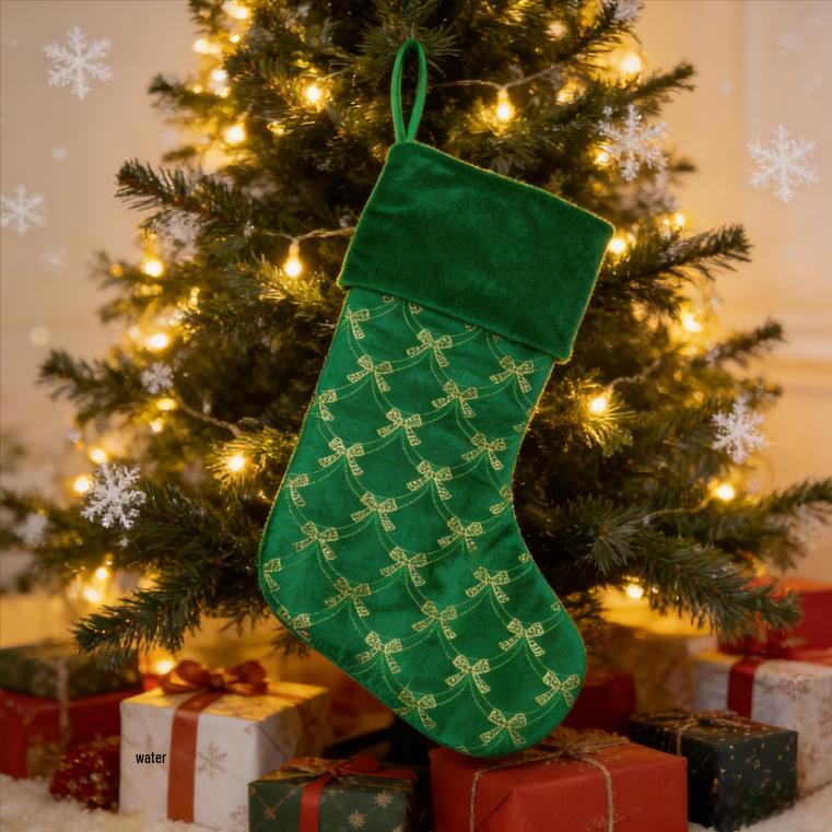 Exquisite Sequin Bow Christmas Stocking Gift Bag Ornament