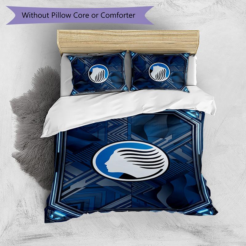 Set Biancheria da Letto Stampato 3 Pezzi Atalanta FC Traspirante Copripiumino con Federe Biancheria da Letto Decorativa per Camera da Letto Casa