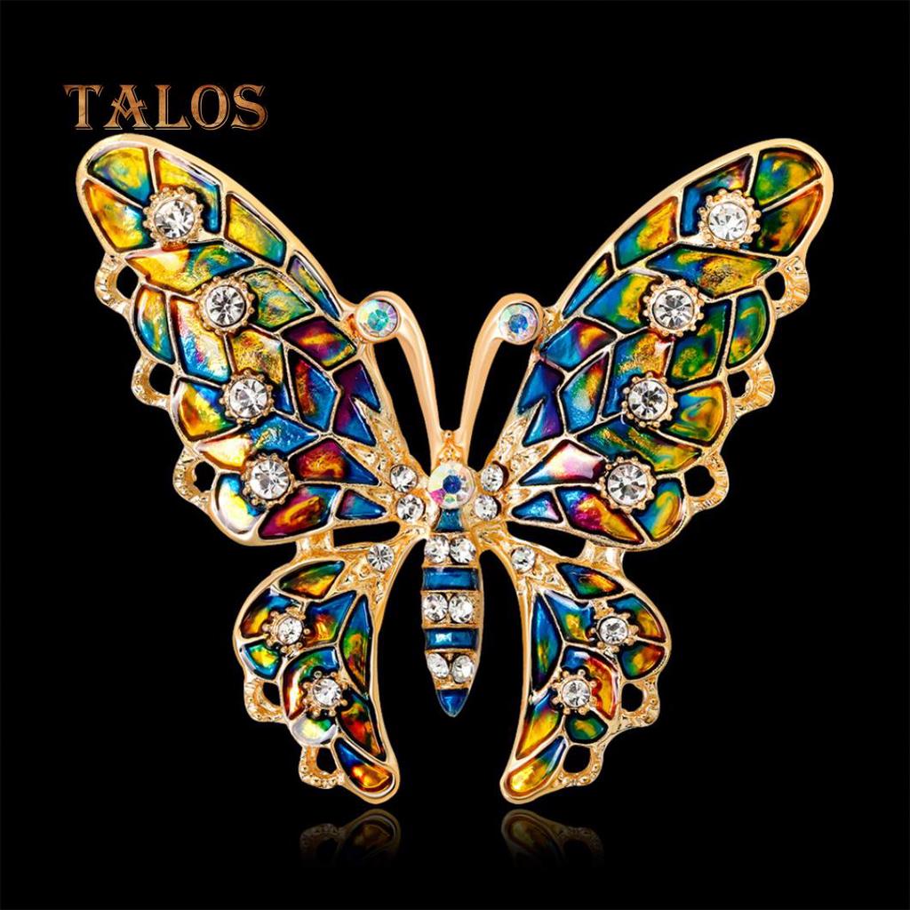 Butterfly Crystal Stone Colorful Metal Lapel Brooch Pin Fashion Jewelry Women Gift