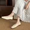 Fashion Retro Handmade Pleated Flat Heels Shoes Women Soft Real Leather Loafers Women Square Toe Ballet Shoes Casual Lazy Shoes Women