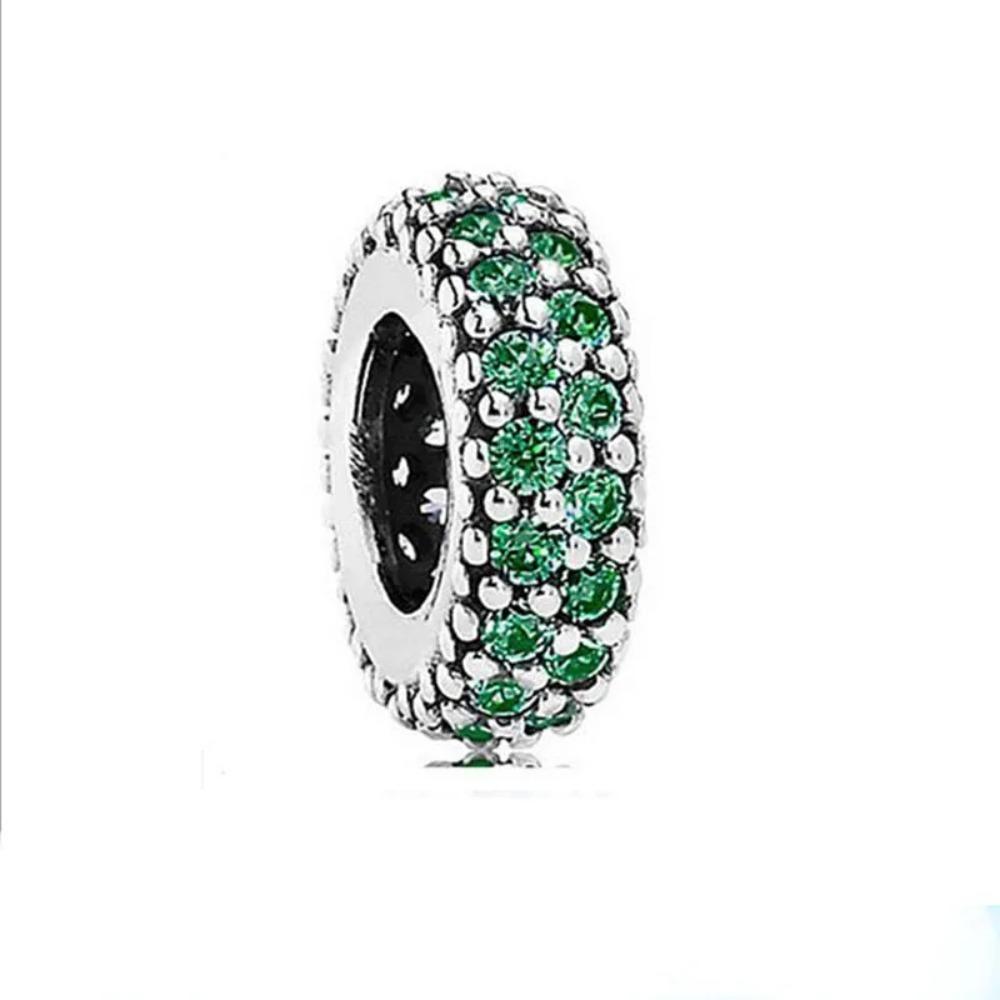 New Shining Zircon Love Heart Spacer Bead 925Silver Pendant for DIY Bracelet Flower Charm Women Jewelry Making