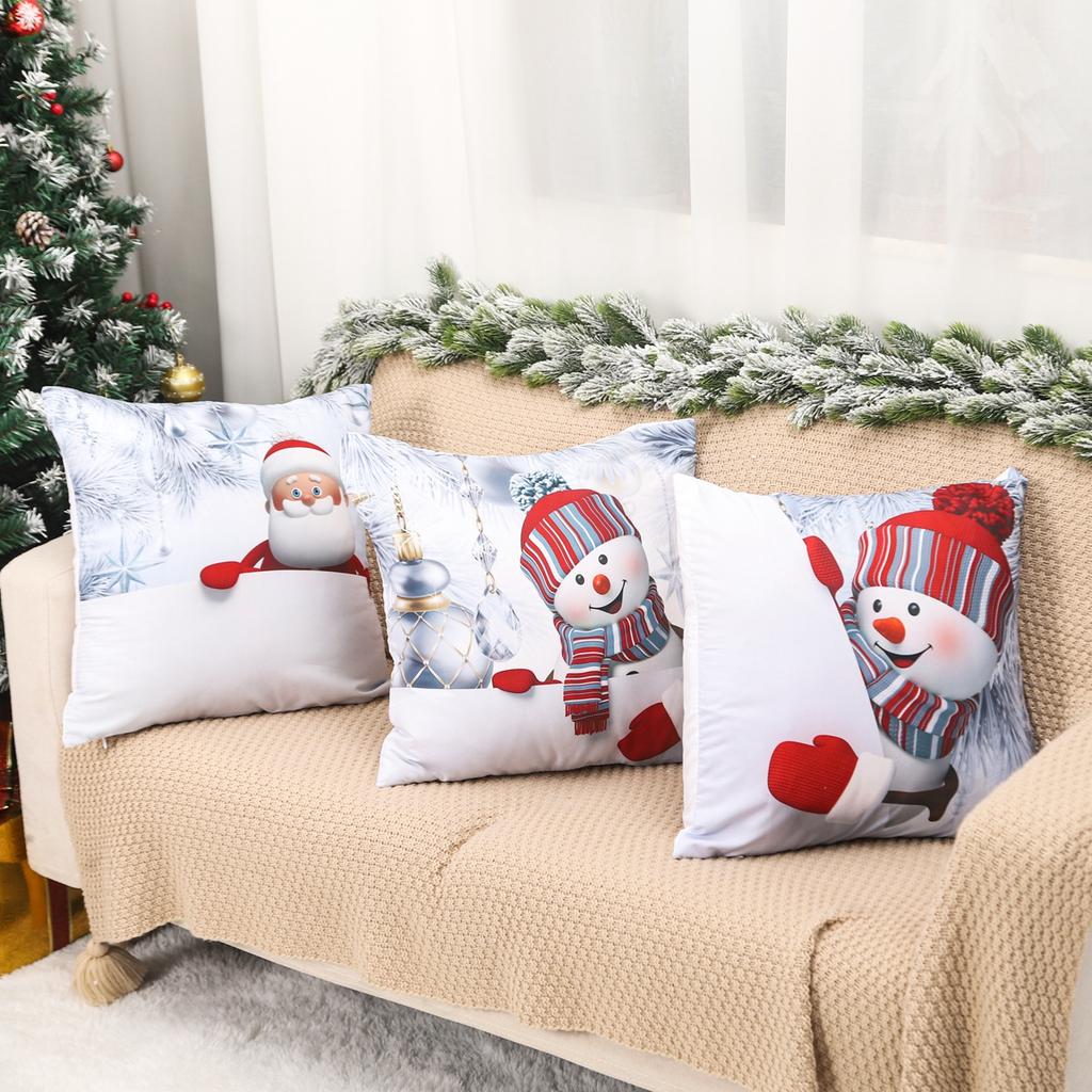 45X45CM Christmas Pillowcase Nordic Home Sofa Cushion Cover Cartoon Anime Printing Office Pillowcase for Home Santa Sofa Ornaments Cushion Cover