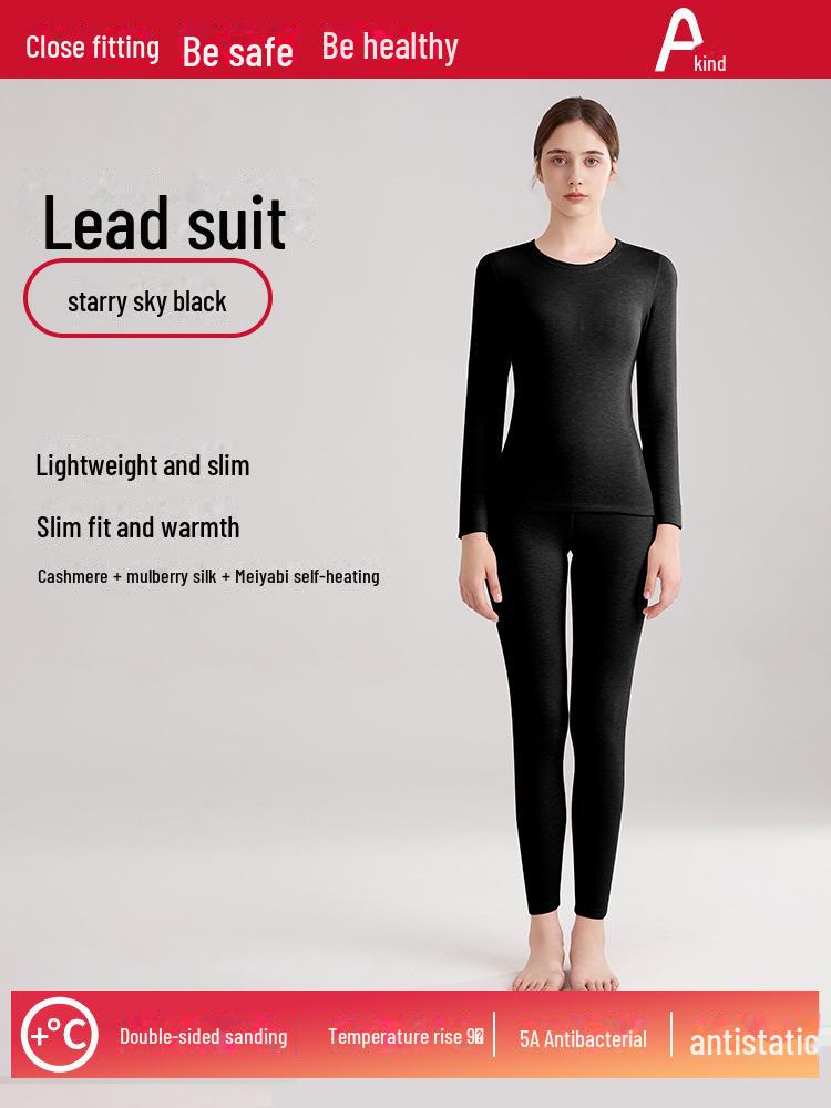 Deutsche Samtkragen Thermounterwäsche: Herren- und Damen-Seide Kaschmir Plus Samt Verdickter Herbstanzug