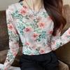 Retro Floral Print Mesh Women's Long Sleeve Sun Protection T-Shirt