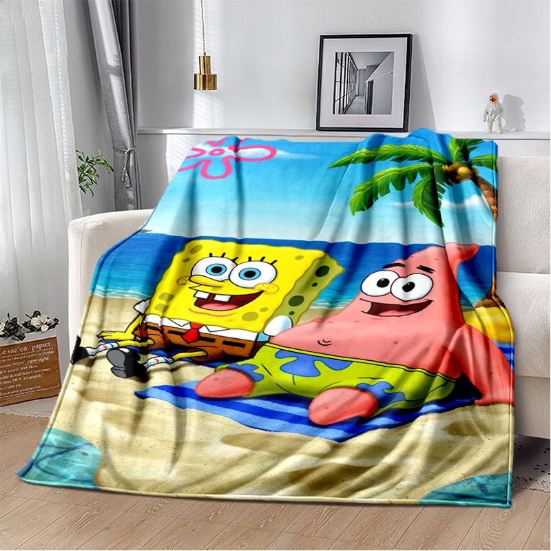

Funny S-SpongeBob Patrick Star Cartoon Flannel Blanket Soft Warm Throw Blanket for Bedroom Living Room Bed Camping Picnic Kids 75x90cm