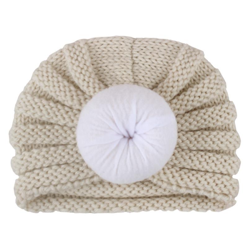 New new children's hats, baby solid color donut wool hats, Indian pullover hat dome