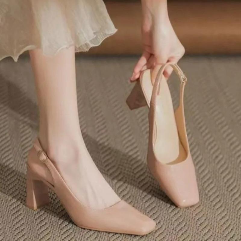 Fashion Summer Wear Cool Temperament Single Shoes Soft Leather Bag-toe Sandals Women Thick High Heels