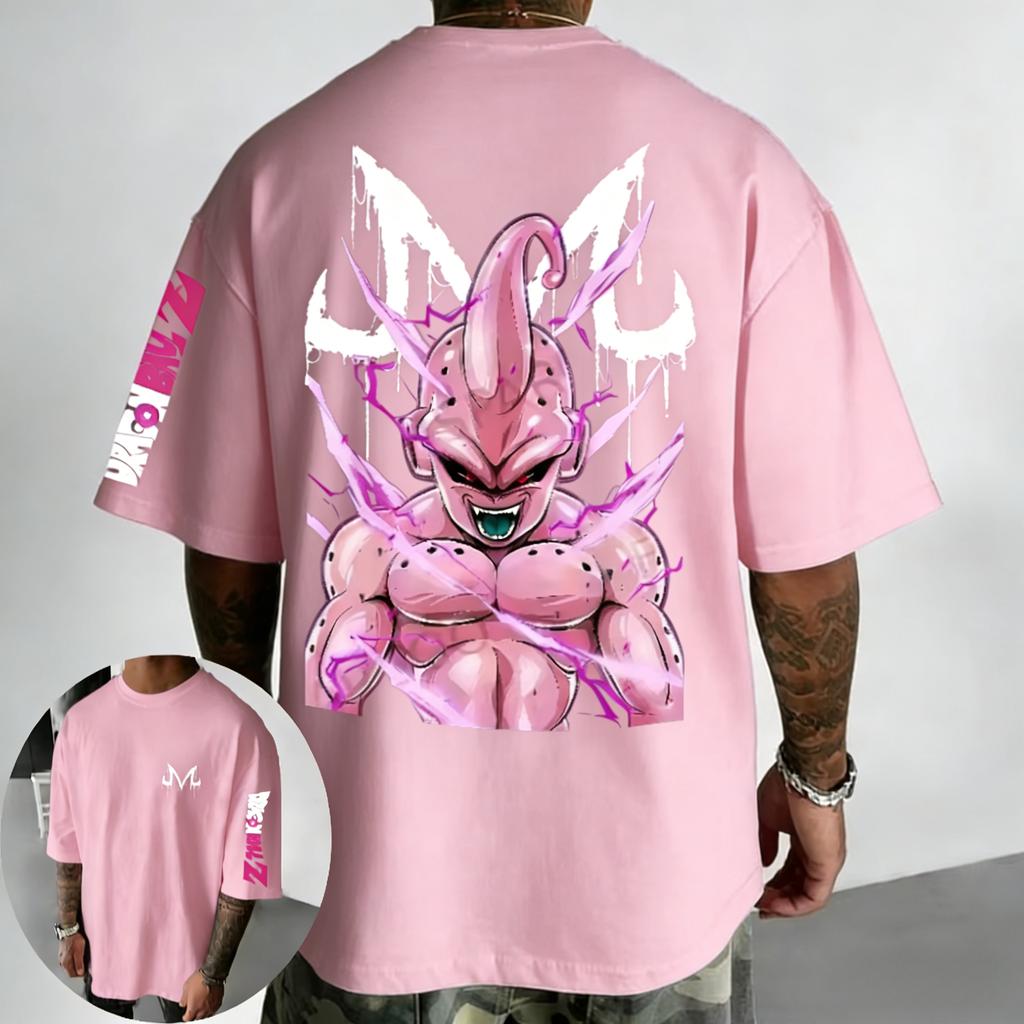 Dragon Ball Anime Cotton T-shirt 2026 Summer New Majin Buu Printed Men's Street Hip Hop Oversized Casual Short Sleeve Top