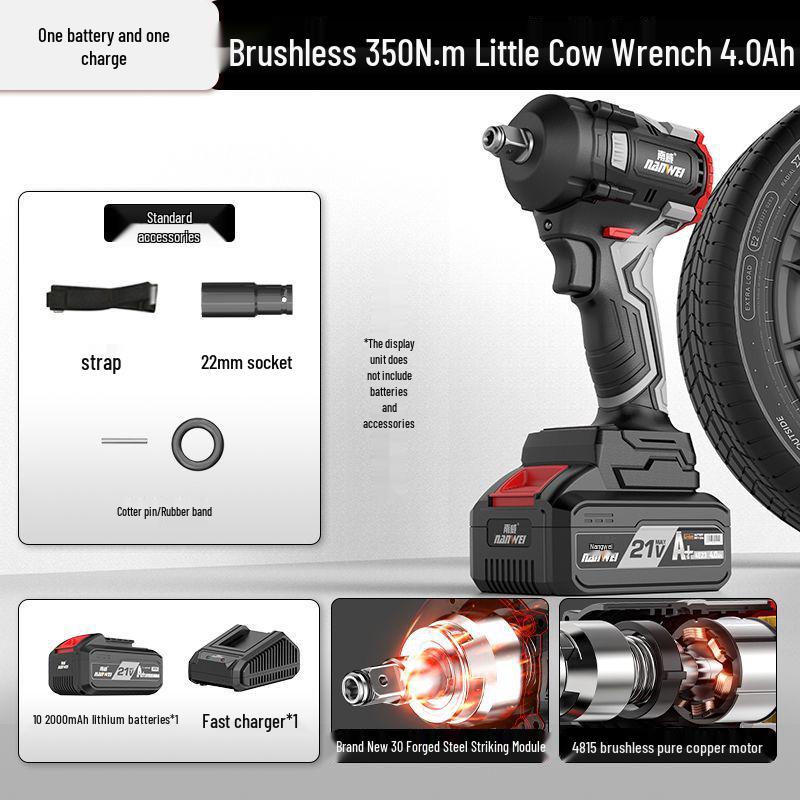 Nanwei Knight Series Brushless High Torque Impact Wrench with Lithium Battery for Auto Repair and Woodworking