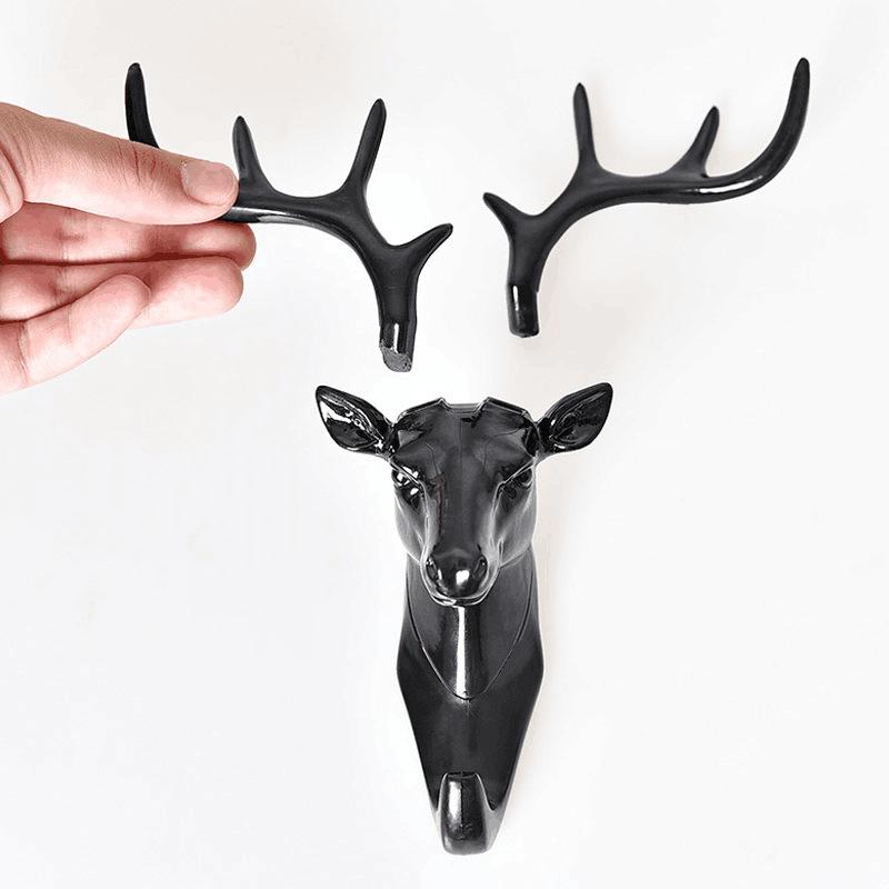 2pcs Wall Hanging Hook Vintage Deer Head Antlers for Hanging Clothes Hat Scarf Key Deer Horns Hanger Rack Wall Decoration