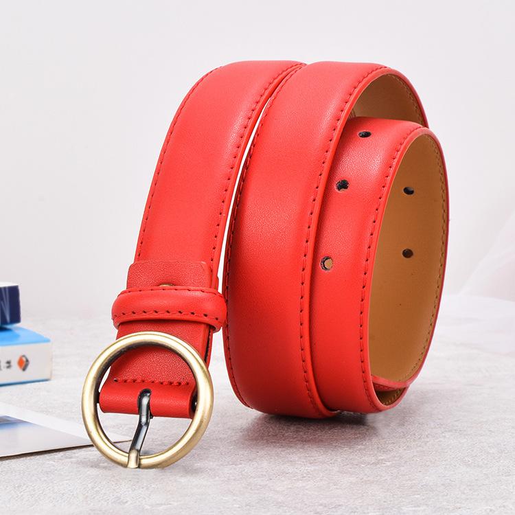 Women'S Jeans Belt Women'S Leather Casual Cowhide Belt Thin And Simple