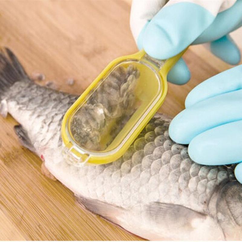 Kitchen Convenience Tools Plastic Fish Cleaning Tool Scraping Scales Device Fish Skin Steel Fish Shaver Remover Cleaner Descaler