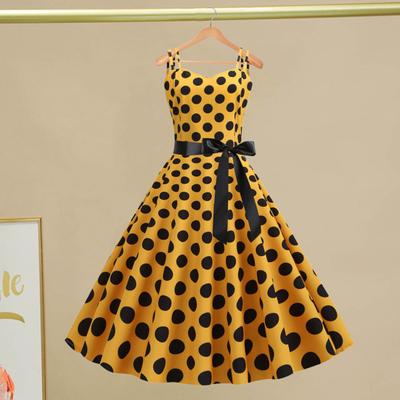 Dámské šaty Retro A-line Big Swing Těsné Vysoký pas Mašle Dekor Bez rukávů Výstřih do V Zadní část Zip Bodový potisk Kontrastní barva Party Svatba Ples