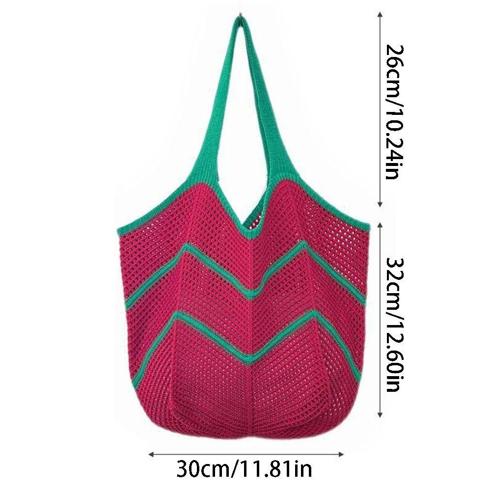 Sweet Knitted Shoulder Bag Hollowed Out Beach Bag Fashion Crochet Tote Bag  Summer