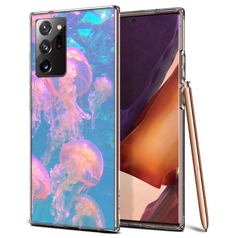 Enchanting Neon Jellyfish Phone Case for Samsung A55 A35 A25 A15 A07 A05S A16 A17 A26 A36 A37 A56 A57 Galaxy Note 20 10 A50S A71