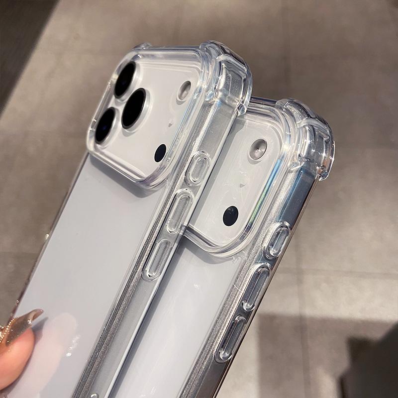Luxury Transparent Shockproof Four Corner Package Case for IPhone 17 Air 16 15 14 13 12 Pro Max Acrylic Back Cover Shell
