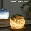 3D Mond Glaslampe USB-betrieben Planet Mini Nachtlicht Mit Holzständer Für Kinder Mädchen Jungen Freunde Geburtstag Weihnachtsgeschenke