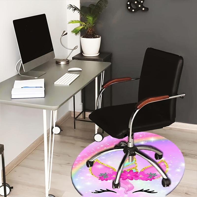 

1PC Unicorn Rainbow Non-Slip Floor Round carpet, Office, family, bedroom, Large Area Rug Indoor Rugs, Vibrant Colors-Z0480 80cm by 80cm