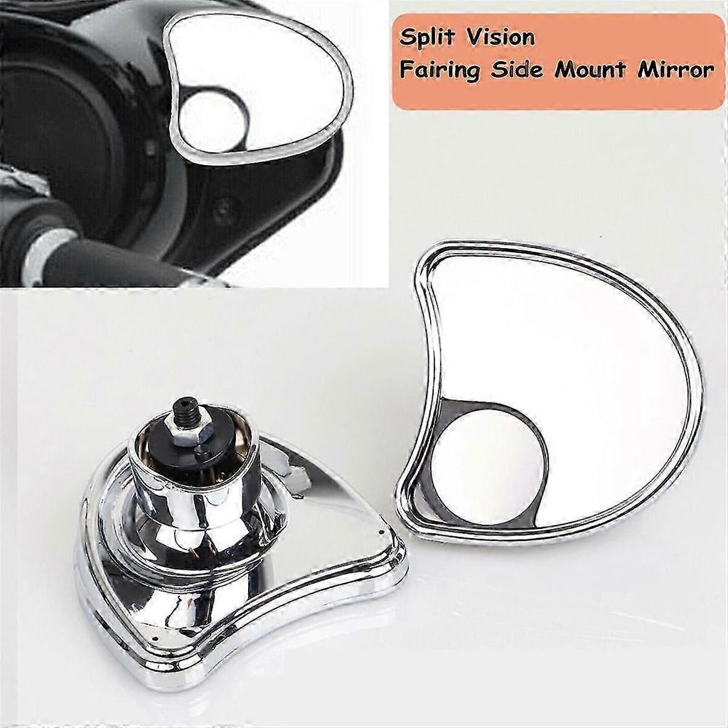 Chrome Batwing Inner Fairing Mount Side Mirrors with Blind Spot for Harley Touring
