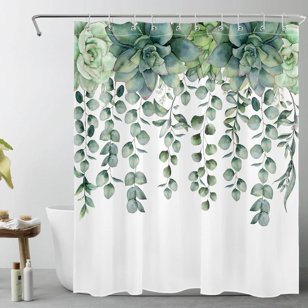 Rustic Floral Black Cat Shower Curtain with Hooks,Botanical Wildflower Butterfly Shower Curtain for Bathroom,Flower Plant Fabric