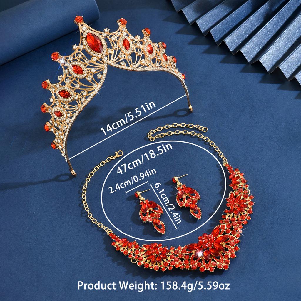 Moda da Donna, Design Occhio di Cavallo, Splendido ed Elegante Set Collana e Orecchini a Corona, Zirconi