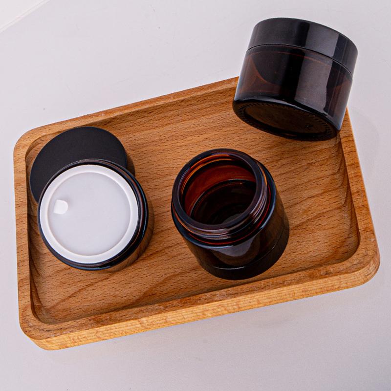 Braune Glas Nachfüllbare Salbentiegel Leerer Kosmetikbehälter Lidschatten Gesichtscreme Behälter 5/10/15/20/25/30/50/60G Probierfläschchen