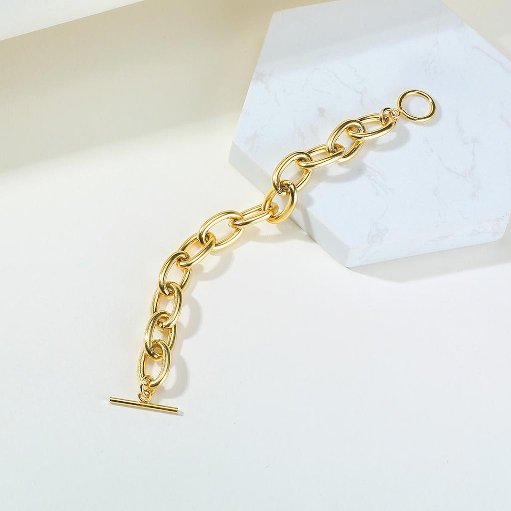 Damen Handarmbänder Edelstahl Runde Rolo-Kette Armband Stahlfarbe Mode Hip Hop Armband Schmuck