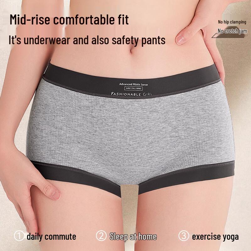 FitonTon Women's Pure Cotton Antibacterial Boy Shorts 3-Pack