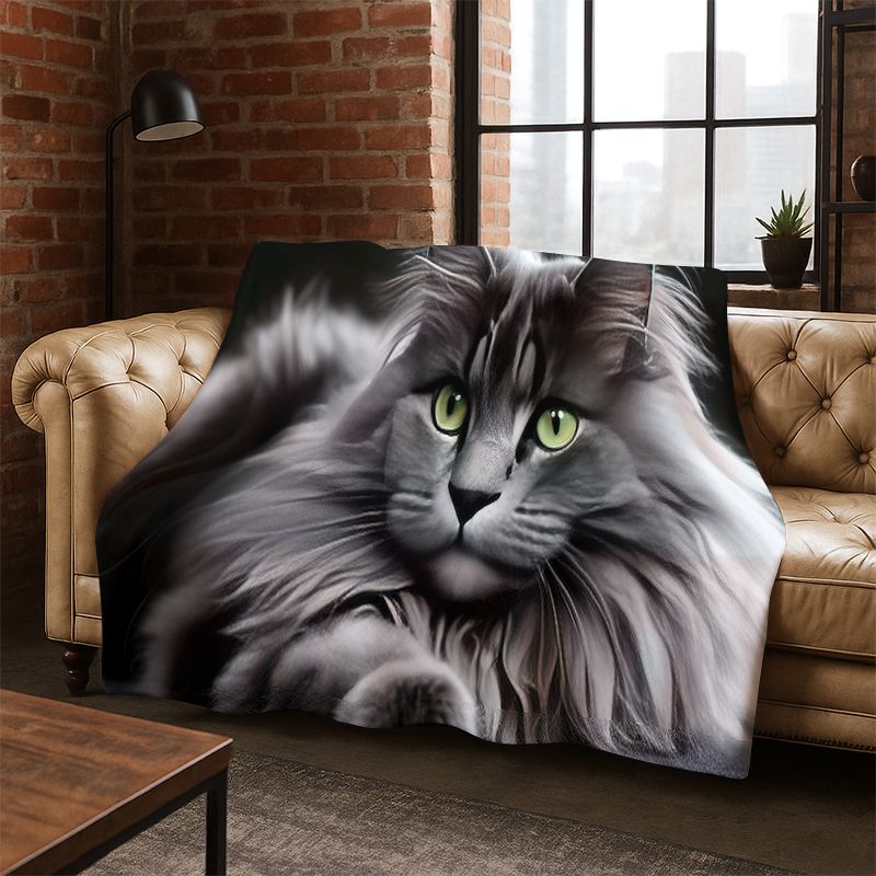 Cute Cat Kitten Cartoon Flannel Blanket Soft Warm Blanket Throw Blanket for Bedroom Living Room Bed Travel Camping Picnic Gift