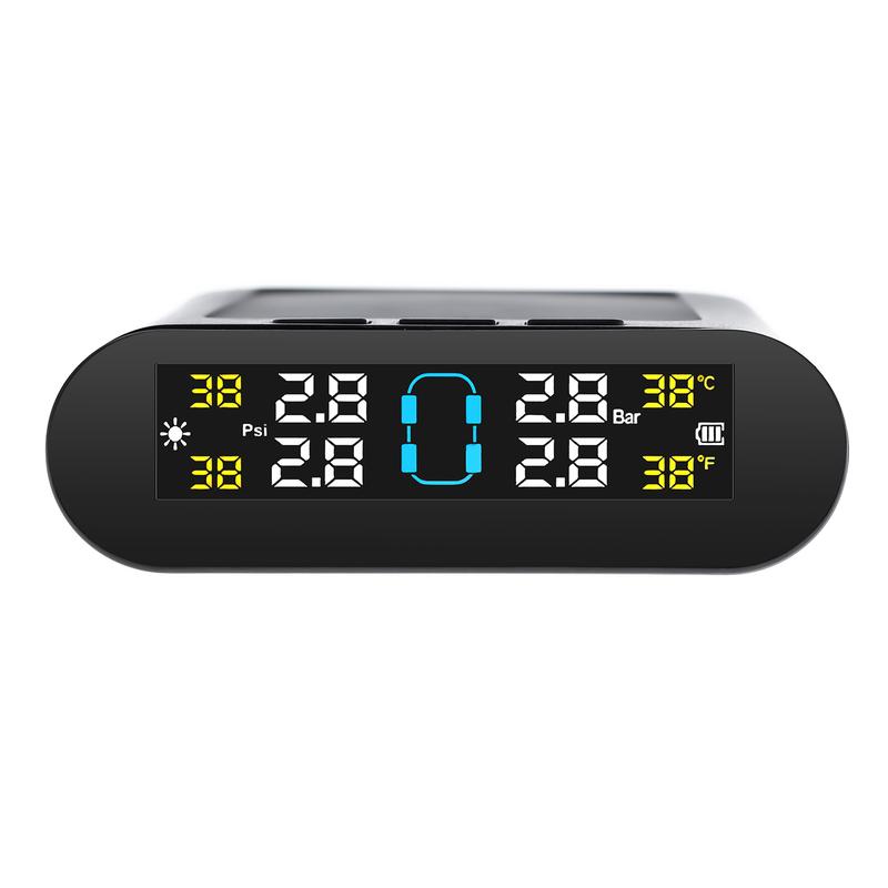 Solar TPMS Car Tire Pressure Alarm Monitor System Intelligent Tyre Pressure Temperature Warning With 4 Sensors