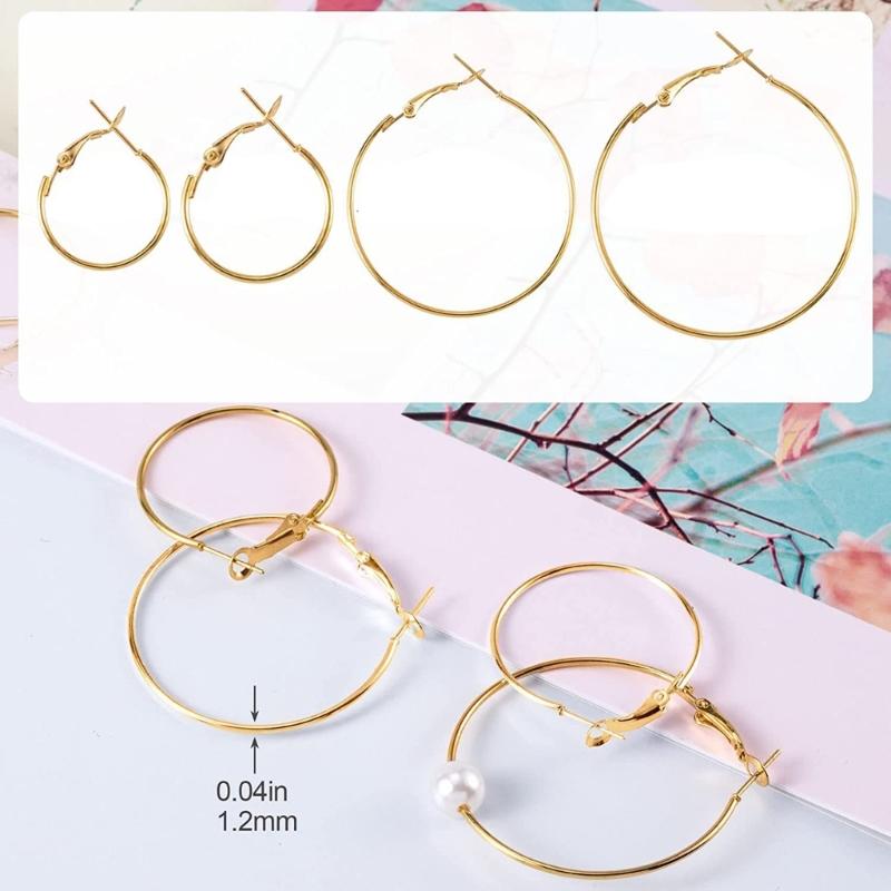 96 Pcs Hoop Earrings Finding Hypoallergenic Alloy Round Earring Hoops for Jewelry Making Earring DIY Craft Easy to Use