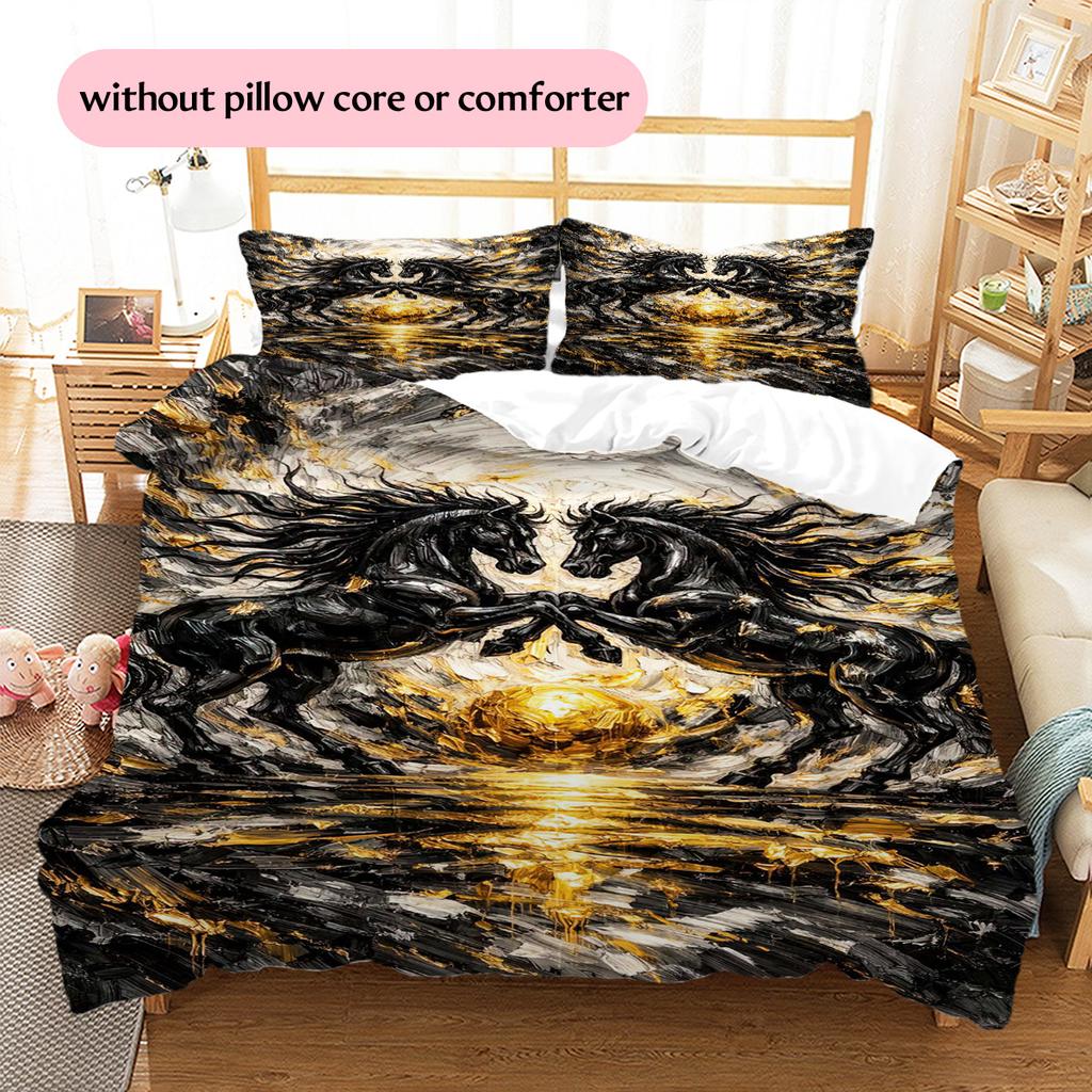 1PC Horse Bedding Quilt Set Quilt Cover Pillowcase Home Decoration Birthday Gift (1 * Duvet Cover + 15 * Pillowcase, Without Core)