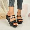 Fashion Gold Silver Weave Wedges Sandals for Women Plus Size Chunky Platform Party Slippers Woman Summer Thick Sole Non Slip Sandals