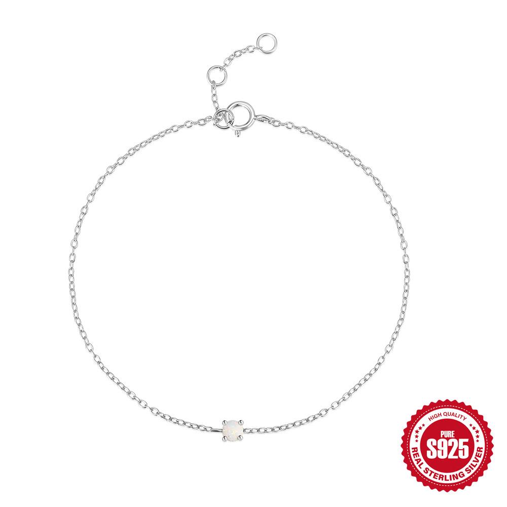 

Stylish And Simple S925 Sterling Silver Single Diamond-Encrusted Daily Basic Matching Opal Premium Bracelet 925 Silver белого золота