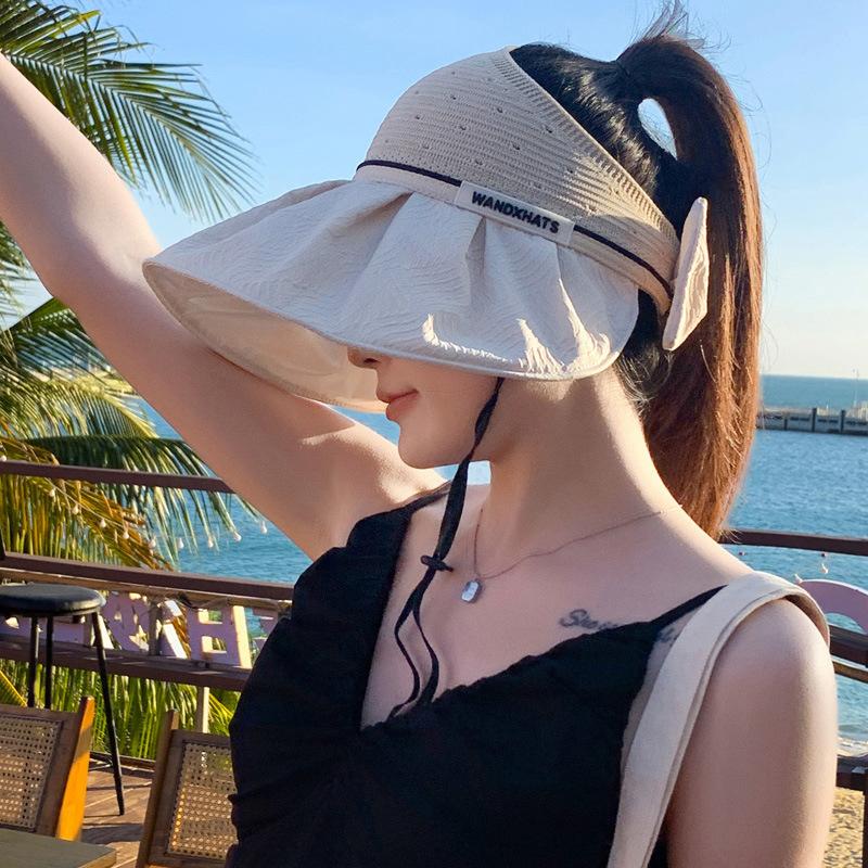 Sommer Damen UV-Schutz Fischerhut Breite Krempe Leerer Oberteil Sonnenschutzhüte Weiblich Mädchen Outdoor Strand Tour Faltbare Kappe