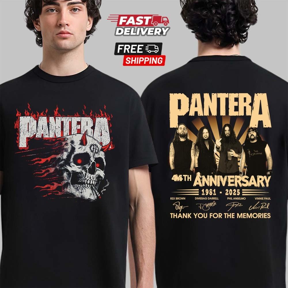 

Pantera Band Tour Date 2025 Double-Sided T-Shirt Signature Gift Shirt Unisex T-Shirt XXXXL